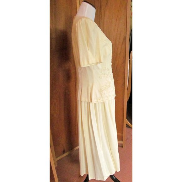 Vintage Karin Stevens Faux 2pc Peplum Butter Yellow Easter Party Dress 8M w/Tags - Picture 3 of 6